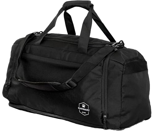 Bearformance® Ultimate Sportbag | nachhaltige Sporttasche mit Schuhfach & Nassfach mit Rucksackfunktion für Herren & Damen für Sport, Training, Gym, Reise aus recyceltem PET | Größe XL 70L | Schwarz