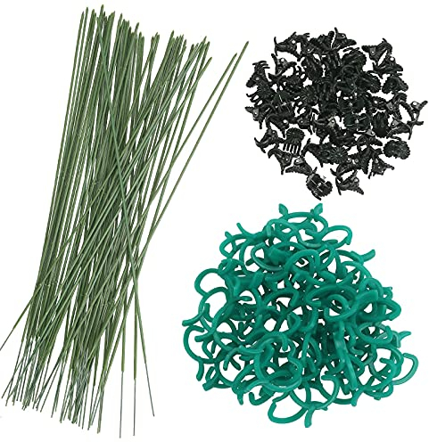 BIGKASI 150 TLG Pflanzstäbe Set 50 pcs * 30 cm Orchideen stäbe Rankstäbe Pflanzen stangen 50 Pflanzenklammern 50 Plant Support Clips Pflanzenstützstäbe für Garten Kletterpflanzen