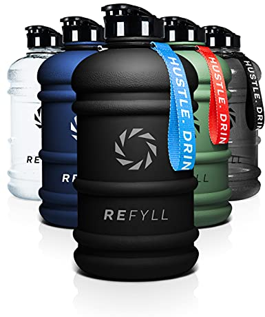 REFYLL X Trinkflasche Sport 2L - “Beast” I Leichte Wasserflasche 2 Liter für Gym, Fitness & Training I Water Jug 2200ml I Trinkflasche 2l - 100% Auslaufsicher & BPA Frei (Midnight Black)