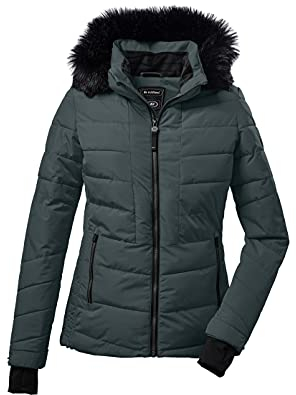 killtec Damen Steppjacke/Skijacke mit abzippbarer Kapuze und Schneefang - KSW 210 WMN SKI QLTD JCKT, dunkel blaugrün, 46, 37317-000