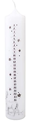 Wiedemann Vela con calendario de Adviento (265/50 mm), diseño de ciervo, color blanco