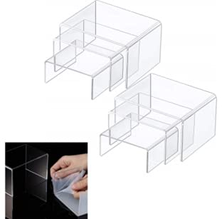 Loopunk 2 Set Alzate di Display Acrilico, espositore plexiglass, Gioielli Display Alzate Scaffale Vetrina Infissi per Display, per Figure, Buffet, Cupcake e Banchi Gioielli Vetrine (6 Pezzi)