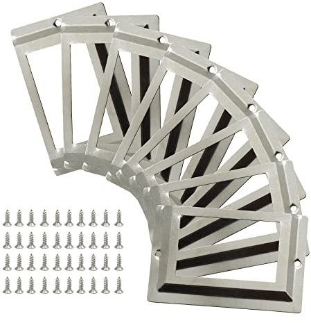 Piutouyar Etikettenhalter, antiker Etikettenhalter, 80 mm x 50 mm, Metall, Namenskartenrahmen für Bibliothek, Schublade, Büro, Schrank, Kartenanhänger mit Schrauben, Silberfarben, 24 Stück