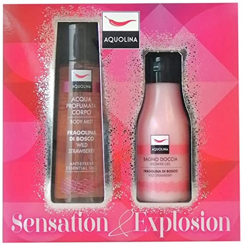 Aquolina Cofanetto Sensation&Explosion Fragolina di Bosco con Acqua Profumata Corpo 150 ml e Bagno Doccia 125 ml