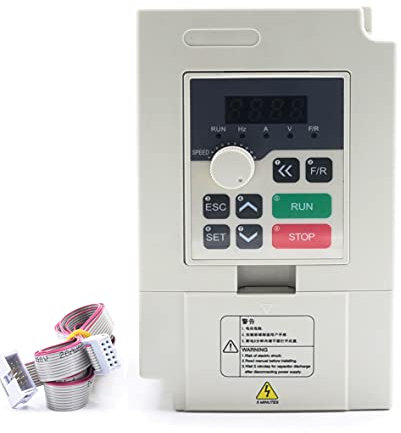 RATTMMOTOR 1.5KW VFD 110V Single to 3 Phase Inverter Variable Frequency Drive Spindle Motor Controller Converter 0-1000Hz + Extension Cable for CNC Router Milling Engraving Machine