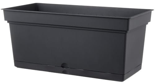 Vase rectangulaire « Aqua Elements avec sous-pot » en plastique coloré d'extérieur et jardin pour fleurs et plantes (78 cm, anthracite)