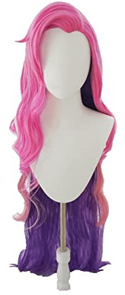 Seraphine Cosplay Wig Game KDA Women Pink Mixed Purple 90cm Seraphine Wave Cosplay Wig