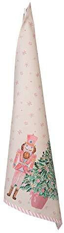 Clayre & Eef Geschirrtuch 50*70 cm Beige Rosa Baumwolle Nussknacker
