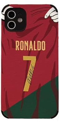 Slrioks Ronaldo Jersey Phone Case Soccer Case for iPhone 14 13 12 11 Pro Max Plus Mini Xr Xs X 7 8 Thin Leather Silicone Shockproof