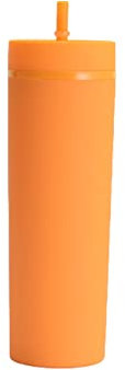 Tumbler with Lid and Straw, Water Bottles with Straw Reusable Plastic Tumbler Iced Coffee Cups Insulated Tumbler 16oz(Orange)