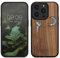 kwmobile Custodia Compatibile con Apple iPhone 14 PRO Cover - Back Case in Legno con Bumper in Silicone TPU - Fatina Luna Madreperla Marrone Scuro