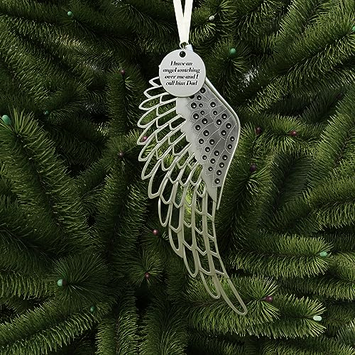 Weihnachtsschmuck, Engelsflügel, Gedenkgeschenke für verstorbene geliebte Menschen – I Have an Angel Watching Over me and I Call Him Dad Weihnachtsbäume zum Aufhängen, personalisierte Gedenkschmuck