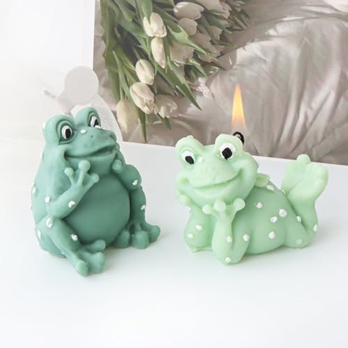 2 Stück 3D Frosch Silikonform Kerzenform Seifenform Epoxidharz Formen, Tier Backform Silikon Formen für Fondant, Tortendeko, Schokolade, Seife, Gips, Sojawachs Kerzen, Epoxidharz Handwerk
