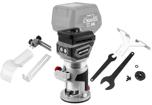 GRAPHITE Fresa per bordi per legno, fresa multifunzione professionale, senza batteria, senza caricatore, fresa con motore brushless, velocità di rotazione da 12 000 a 28 000 giri al minuto