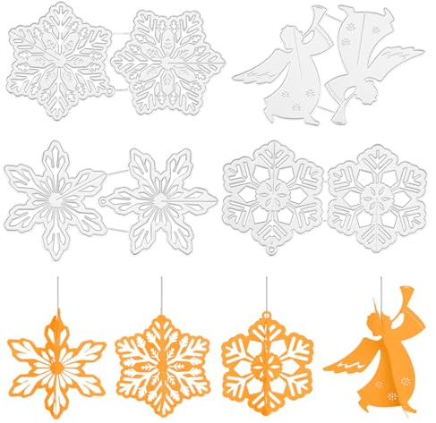 DPKOW Weihnachten Stanzschablonen Schneeflocken Engel Weihnachtsstern Mustern DIY Stanzschablone für DIY Scrapbooking Basteln Deko für Weihnachtsbaum Geschenke,4 Stück