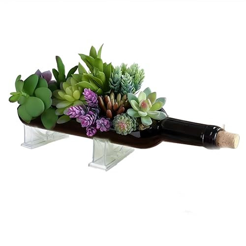 DONZIKLE Wine Bottle Planter Vase with Stand,Succulent Bonsai Planter Pot, Decorative Glass Vase for Cactus/Flower/Plant,Glass Candle Holder,Fruit Salad Tray, Desktop Decoration, Without Plant