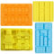 XUELIYUN 4 moldes de silicona para chocolate, ladrillos de construcción, moldes de cubitos de hielo de varios tamaños, moldes de caramelo para temas de bloques de construcción, fiestas infantiles y