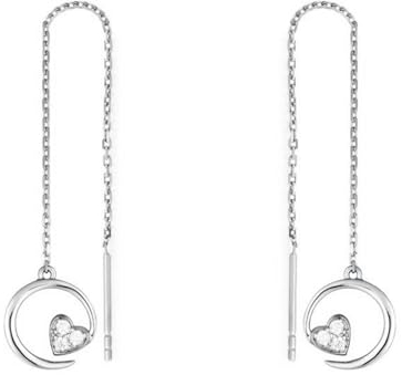 AMDXD 18K Weiß Gold 750 Ohrstecker Damen Echter Schmuck, Mond Herz Durchzieher mit Diamant F-G, Au750 Gold Ohrstecker Jungs