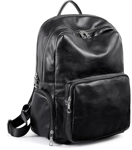 UTO Rucksack Damen Leder Mit Schuhfach Laptopfach Flaschenfach Diebstahlfach Kunstleder Wasserdicht Travel Backpack Modern Elegant vielen Fächer Tagesrucksack Laptop Arbeit Freizeit Reise Lässige