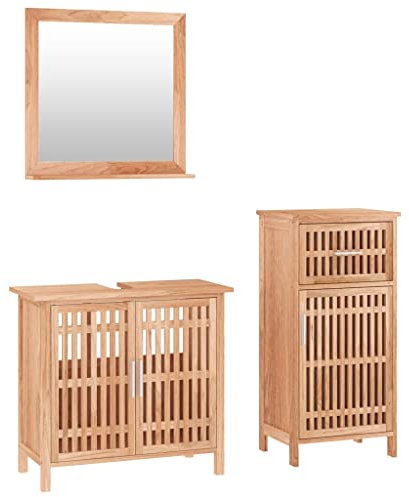 Cozynest 3-TLG. Badmöbel-Set Massivholz Nussbaum