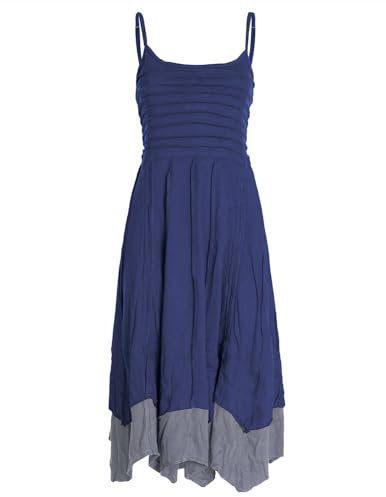 Vishes Damen Sommerkleid mit Spaghettiträgern in Dunkelblau I Größe S (36) I 100% Baumwolle I Träger-Kleid I Ideal für Frühjahr & Sommer I Nachhaltige Alternative Bekleidung