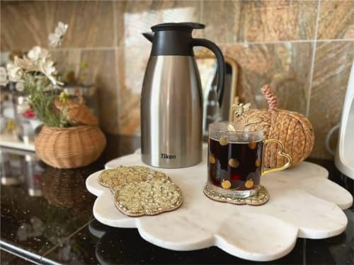 Tiken 1L Jarra Térmica para Café, Acero Inoxidable Aislado Al Vacío Frasco para Té Y Bebidas Frías Y Calientes