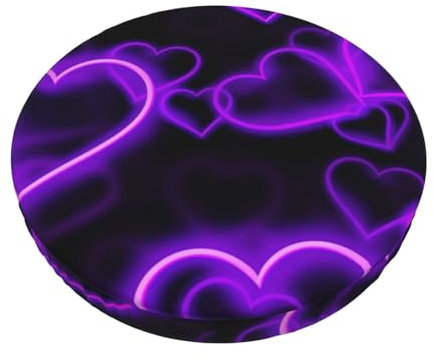 ULKMFFCF Modischer, runder Hockerbezug mit violetten Herzen, bedruckt, für Barhocker, Stuhl, Sitz, für Bar, Zuhause, Büro, Esszimmer, Durchmesser 30,5 cm