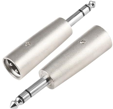 Wonvify Adattatore da TRS a XLR da 6,35 mm 2 Pezzi, Adattatori da 6,35 mm da 1/4 di Pollice da TRS a XLR Custodia in Metallo, Spina Nichelata