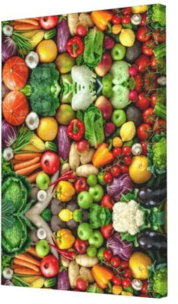 Leinwandbild, Motiv: frisches Obst und Gemüse, rahmenlos, dekoratives Gemälde, 40,6 x 61 cm (vertikal), Ölgemälde für Wohnzimmer, Wanddekoration