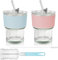 Mulaibdin 2 Pz Vasos con Tapa y Pajita, Vasos Cafe Cristal Reutilizables, Bubble Tea Cup Glass 380 ml con Cepillo Limpia Botellas, Vasos de Cristal Agua para Cola,Batidos,Cerveza,Bebida (Transparente)