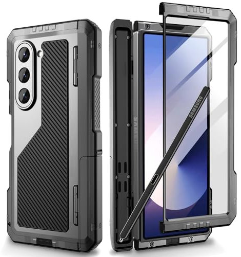 Beeasy Cover per Samsung Galaxy Z Fold 6, Antiurto Robusta Custodia con Protezione Della Fotocamera e Cerniera, Cover con Slot S Pen e Cavalletto Custodie Protettiva per Z Fold 6, Nero