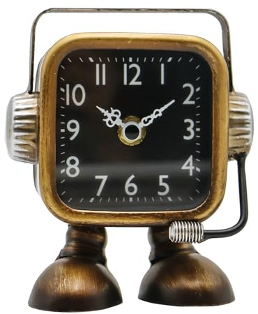 YOUKI Retro Roboter Tischuhren,Standuhr Klein,Kaminuhr Modern,Standuhr Wohnzimmer,Standuhren for Schlafzimmer und Wohnzimmer,Still kaminuhren,Batteriebetrieben