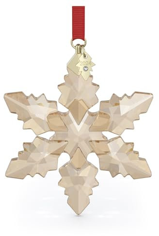 Swarovski Festliches Ornament 2024 - Goldfarbener Kristallschneeflocken-Hängeschmuck für Weihnachten