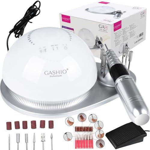 GASHIO® Nagelfräser für Gelnägel | Nail Drill 68W | Elektrische Nagelfeile | Maniküre Pediküre Set Elektrisch | Nagelfräser mit Kabel | Nagelfräser mit fußpedal | Nagelmaschine für nägel | 50,000u/MIN
