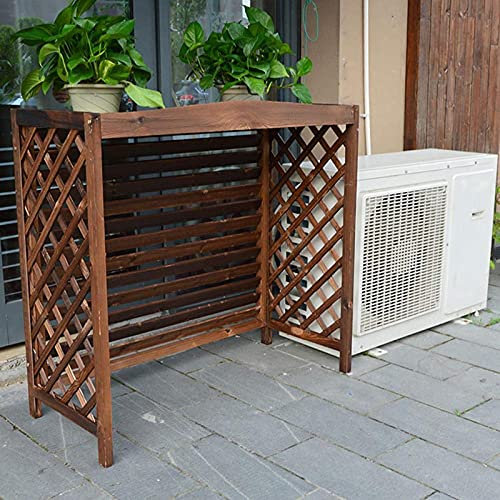 JXIPANUL Hölzerne Blumenständer-Klimaanlagenabdeckungen für den Außenbereich, Massivholz-Klimaanlagenständer, Sichtschutzzäune mit Jalousien-Design (Größe: 115 × 54 × 95 cm) (80 × 32 × 70 c