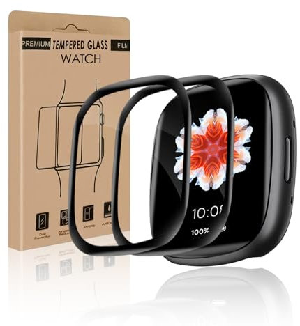 Bodyguard 2 Stück Schutzfolie für Panzerglas für Fitbit Versa 3/ Fitbit Sense 2/ Fitbit Versa 4, HD-Klar Anti-Kratzer Fitbit Versa 3 Glasfolie, Volle Bedeckung Bruchsicher Fitbit Sense 2 Schutzglas