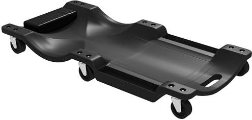 DURHAND Mechanic Vehicle Creeper Under Car Repair Padded Headrest Rolling Moulded Workshop Garage Assistance with Tool Tray, Black