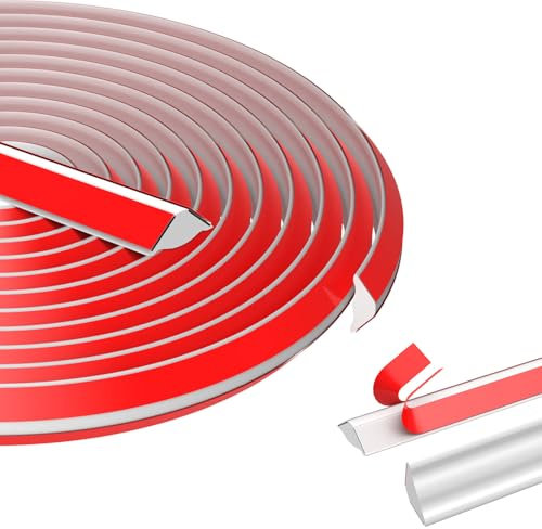 vsshe Moulure Adhesive, 4M PVC Moulures Décoratives Flexibles Autocollantes, Blanc Plinthe Plafond pour Murs, Placards, Sols, Bain et Plans de Travail（19 * 13mm)