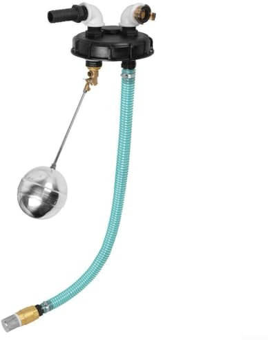 Getdoublerich DN150 IBC Tankabdeckung mit 90° Winkel & 25 mm Schlauchanschluss – Automatischer Wasserfülldeckel für Regenwasser/Lagerfässer – UV-beständige PE-Konstruktion