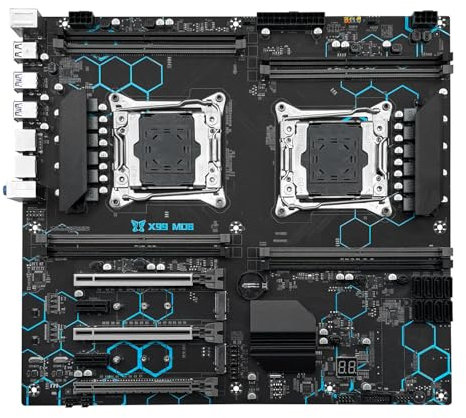 MACHINIST X99 Dual CPU Motherboard LGA 2011-V3, for Intel Xeon E5 v3 v4 CPU Processor, DDR4 Max Support 256GB, Gigabit LAN, PCIe 3.0, NGFF/NVME M.2, SATA 3.0, USB 3.0, E-ATX Server PC Mainboard