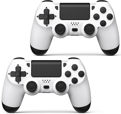 AROEVEIB Lot de 2 manettes pour manette PS4, manette de jeu sans fil avec double capteur de vibration/capteur de mouvement/capture d'écran/prise audio 3,5 mm, avec 2 câbles USB