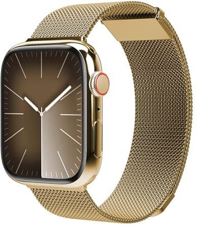 VONMÄHLEN Milanese Loop 2 – Stilvolles Edelstahlarmband mit Magnetverschluss, verstellbar, hochwertig, kompatibel mit Apple Watch - Größe 40 | 41 | 42mm - gold