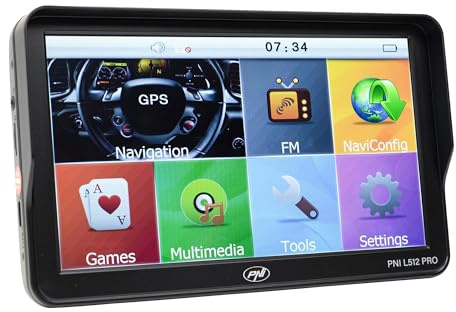 PNI L512 Pro, GPS-Navigationssystem mit Sonnenblende, 17,8 cm (7 Zoll), 800 MHz, 512 MB DDR, 16 GB interner Speicher, FM-Transmitter