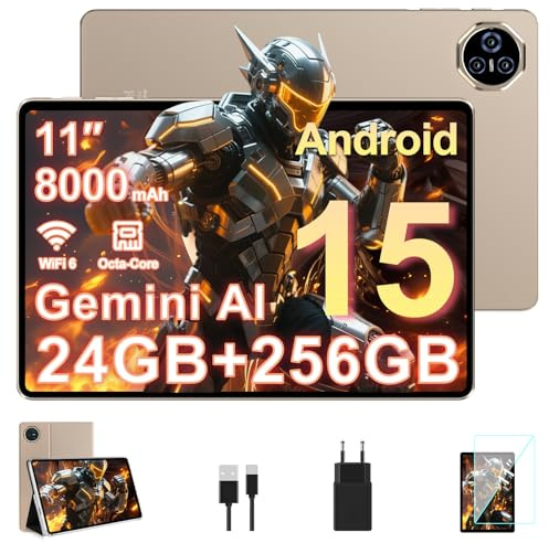 Biegedy 2026 ultimo Tablet 11 Pollici Android 15, 24GB RAM+256GB ROM (2TB TF), Tablets Gamini AI, WiFi 6, Octa-Core, 2.0 GHz 8000mAh, BT5.0, 13+5MP, Widevine L1 - Oro