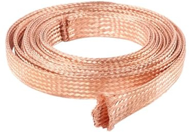 AYAZER 1/5/10M Filo di Terra Nudo stagnato in Rame Puro - Sezione Trasversale 1,5-50 mm², Larghezza 4-28 mm for schermatura/Cavo di Segnale/Fai da Te(Tinned Copper 1M,Width 8mm 4mm2)