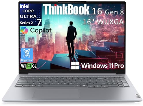 Lenovo ThinkBook 16 Gen 8 Business Laptop Computer, Intel 16-Core Ultra 7 255H (Beat i9-13900H), 64GB DDR5, 2TB PCIe SSD, 16 FHD+ Copilot AI PC, WiFi 6E, BT 5.3, Fingerprint Reader, Windows 11 Pro