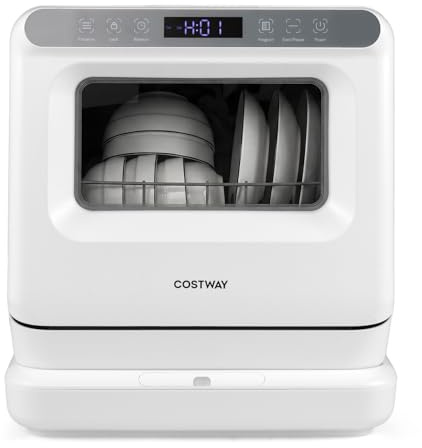 COSTWAY Mini Geschirrspüler, Tischgeschirrspüler mit 6 Programme & 8,25 L Wassertank & Lufttrocknung & Touch Control, Spülmaschine klein für Wohnungen & Wohnmobile