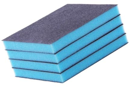 ADOCARN 4pcs Blue Emery Sponge Cleaning Kit for Kitchenware and Range Hoods Strong Water Absorption and Returns to Original Shape, for Kitchen Pot and Dish Scrubbing