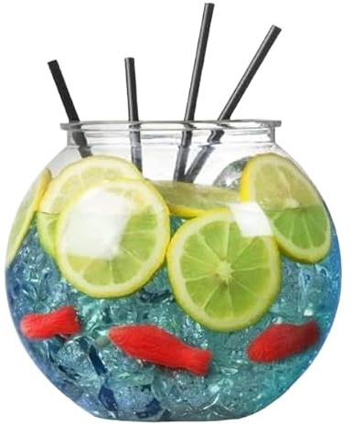 Lyfelights Cocktail Fish Bowl x1, 5 Pints Size, 185mm Diameter. Plastic Cocktail Bowls Great Accessories for Parties, Weddings, Craft, Home or as a Gift. Cocktail Punch Bowl for Any Occasion.
