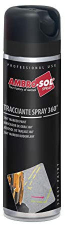 Ambro-Sol V403NEROP Tracciante Marker Spray 360°, per Uso Professionale e Domestico, per Asfalti, Muri e Legno, Essiccazione Rapida, Bomboletta Spray in Banda Stagnata Riciclabile 500 ml, Nero
